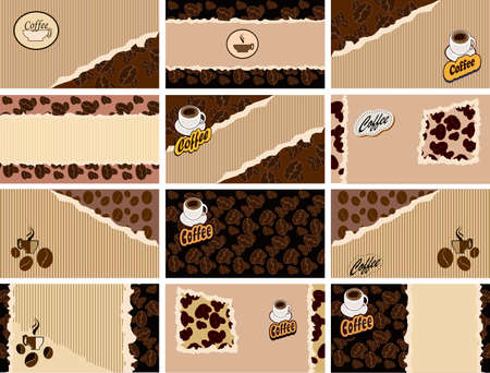 set of business cards on coffeeのイラスト素材