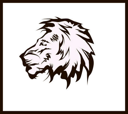 vector illustration lion head tattooのイラスト素材