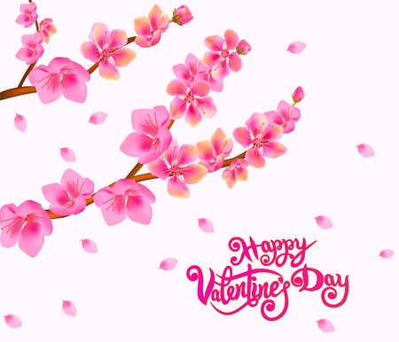 Valentine's Day Cherry Blossoms Design Poster.のイラスト素材