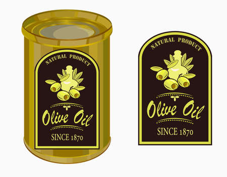 A vector illustration of a label of olive oil.のイラスト素材