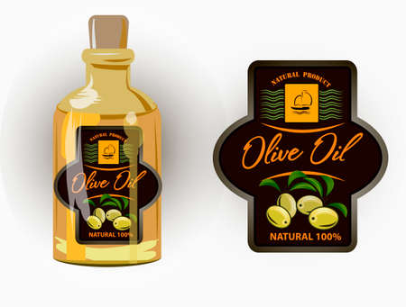 vector illustration of a label of olive oil.のイラスト素材