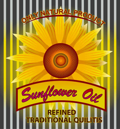 vector label for refined sunflower oil with sunflowerのイラスト素材