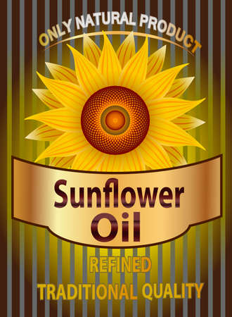 Vector label for refined sunflower oil with sunflowerのイラスト素材