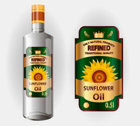 vector label for refined sunflower oil with sunflowerのイラスト素材