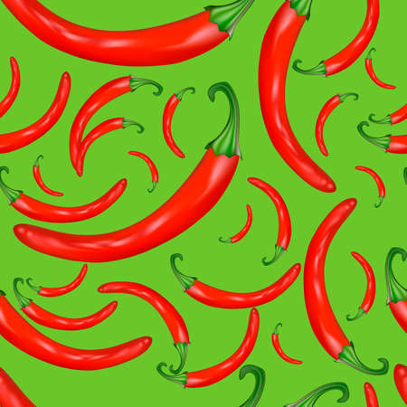 Vector seamless background of red hot peppersのイラスト素材