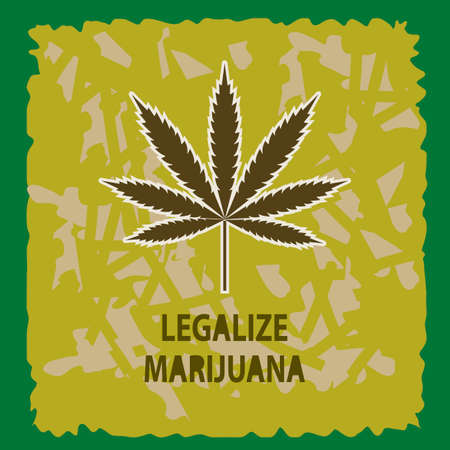 Vector banner of marijuana legalization. A leaf of marijuana on a green background.のイラスト素材