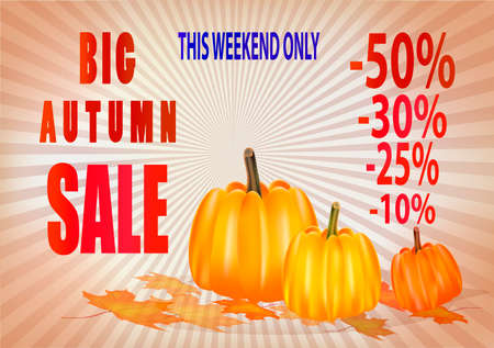 illustration of autumn foliage, discount. Sales in the fall.のイラスト素材