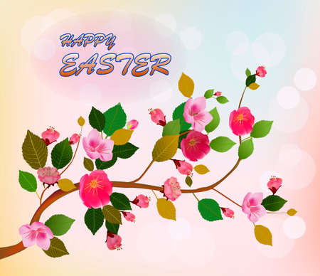 Easter card with spring flowersのイラスト素材