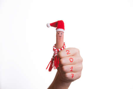 Smiley "Happy New Year" on the fingersの写真素材