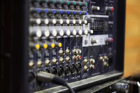 Professional Audio Mixer close up image pult