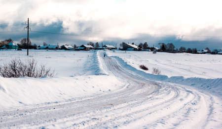 winter in russian villageの写真素材