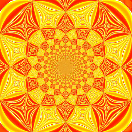 Fractal art of golden color with a red pattern for your design. Bright glowing background that goes to infinity.の写真素材