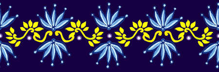 Hand-painted floral elements for your design. Blue flower and yellow leaves