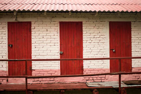 three red doors brick choice for youの写真素材