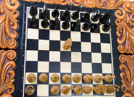 The chess pieces are placed on the chessboard.