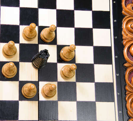 The chess pieces are placed on the chessboard.の写真素材