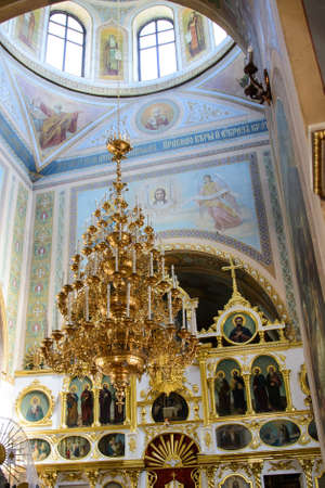 Alchevsk, Ukraine - April 28, 2017: Wedding ceremony of newlyweds in the Christian churchのeditorial素材