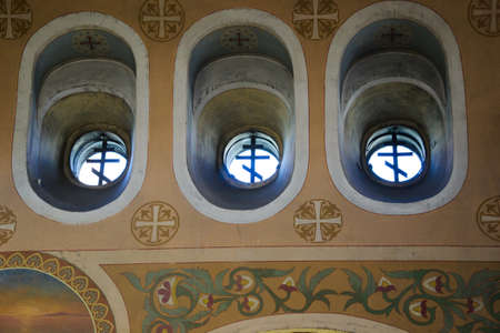 Alchevsk, Ukraine - April 28, 2017: Wedding ceremony of newlyweds in the Christian churchのeditorial素材