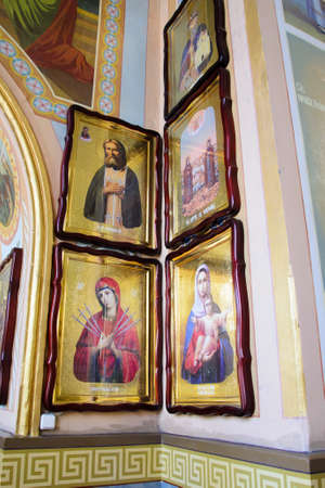 Alchevsk, Ukraine - April 28, 2017: Wedding ceremony for newlyweds in the churchのeditorial素材