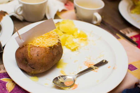 stuffed potatoes cooked by children in class.の写真素材