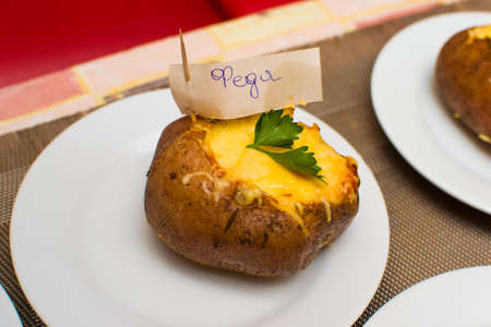 stuffed potatoes cooked by children in class.の写真素材