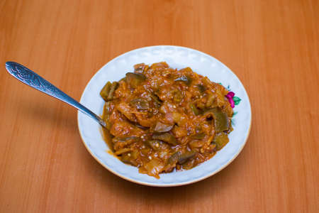 traditional cuisine. herring in Korean in tomatoの写真素材
