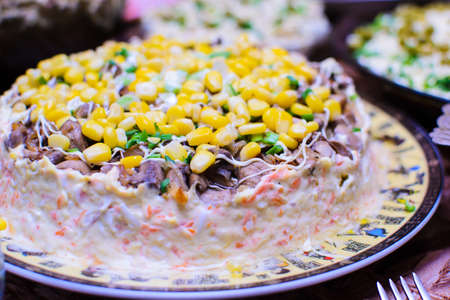 fresh salad decorated for the holidayの写真素材