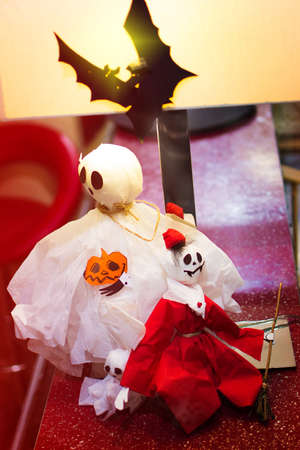 a composition for Halloween from ghosts and batsの写真素材