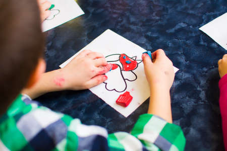 Alchevsk, Ukraine - November 10, 2018: children play with animatorsのeditorial素材