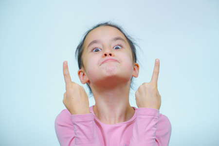 portrait of a girl who makes grimaces.