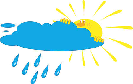 The sun and cloud with rainのイラスト素材