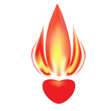 The stylized image of a burning heart  on whiteのイラスト素材