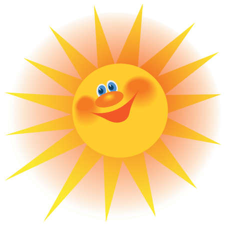The stylized image of a smiling sun with raysのイラスト素材