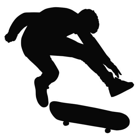 Teenager ride on a skateboard in BWのイラスト素材