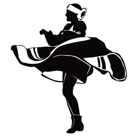A girl is spinning on the stage in dance in blackのイラスト素材
