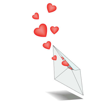 Incoming letter with declarations of love with heartsのイラスト素材