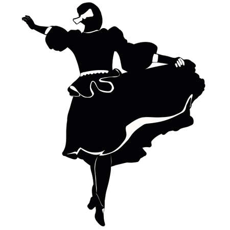 A girl is spinning on the stage in dance - in blackのイラスト素材