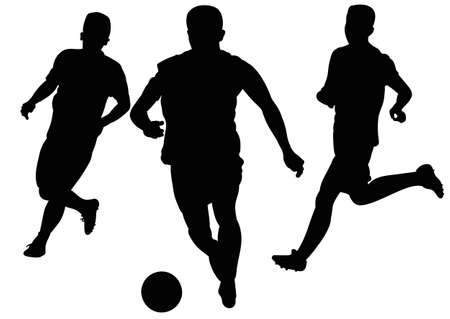Soccer players fighting for the ball in a football matchのイラスト素材