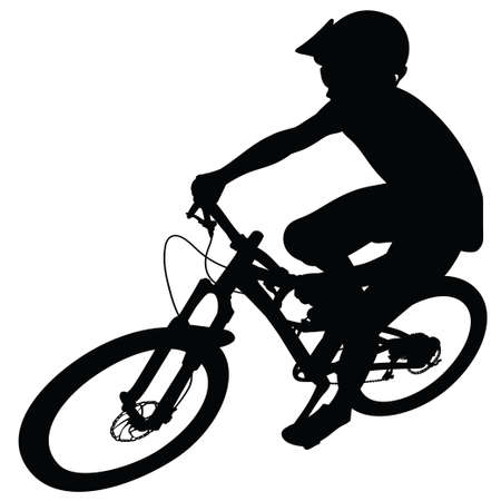 Bike race on a mountain slope -- silhouette, vectorのイラスト素材