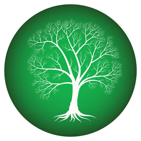 Abstract tree with bare branches on a green background -vectorのイラスト素材
