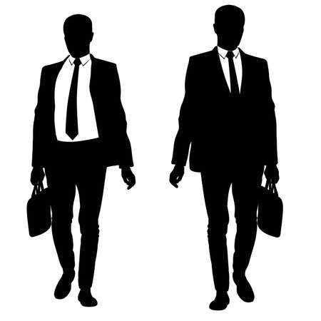 Silhouette of a walking men in a suit and tieのイラスト素材