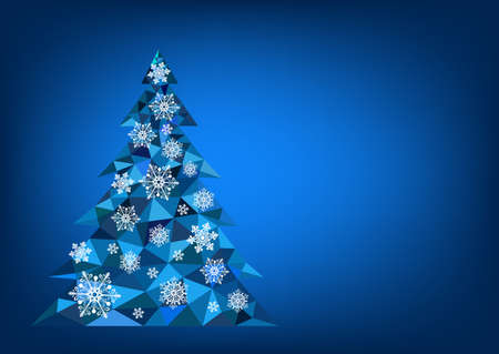 Abstract polygonal Christmas tree with snowflakesのイラスト素材