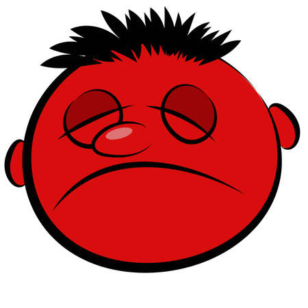Abstract red face of a sick person - vector iconのイラスト素材