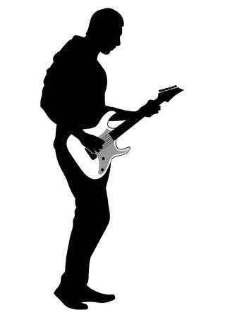 Abstract silhouette of a musician playing the guitar - vector illustration.のイラスト素材