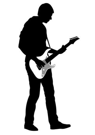 Abstract silhouette of a musician playing the guitar - vector illustration.のイラスト素材