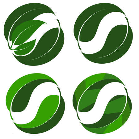 Abstract logo from a combination of green leaves - vectorのイラスト素材