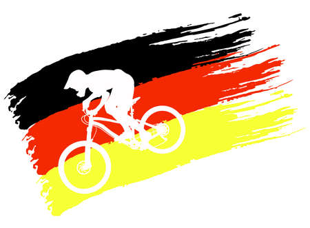 The contour of the cyclist on the stylized flag of Germany - vectorのイラスト素材