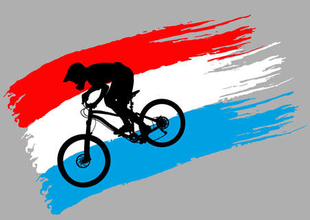 The contour of the cyclist on the stylized flag of Luxembourg - vectorのイラスト素材
