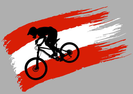 The contour of the cyclist on the stylized flag of Austria - vectorのイラスト素材