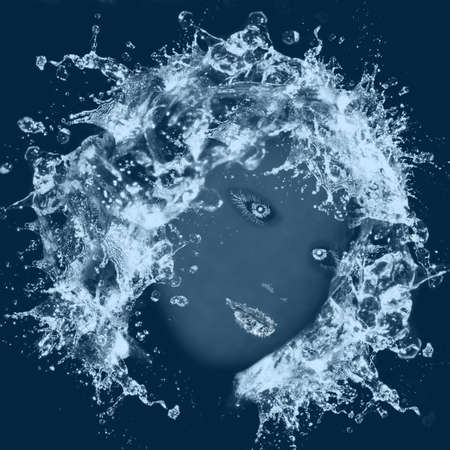 Abstract image of a woman created from water - illustrationのeditorial素材